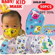 【Ready】Independent 50pcs 3d Mask Infant/child Masks Marvel/Spiderman/Dinosaur/Baby Shark 3d Kids Mask 3plyDisposablemask 0-3/4-12Yo