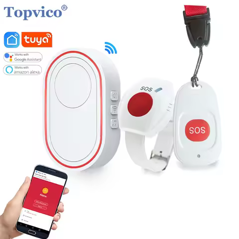 Topvico Tuya Emergency Panic Button WIFI for Elderly Alarm SOS Bracelet Wireless Caregiver Pager Wat