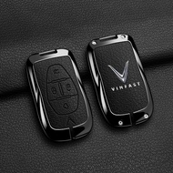 Zinc Alloy Leather Car Key Case Cover Smart Keyless Remote Fob Shell Keychain Goatskin Genuine Butto