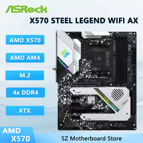 ASRock X570 STEEL LEGEND WIFI AX X570 Motherboard AM4 M.2 128GB DDR4 support Ryzen 5 5600 5900 3200 