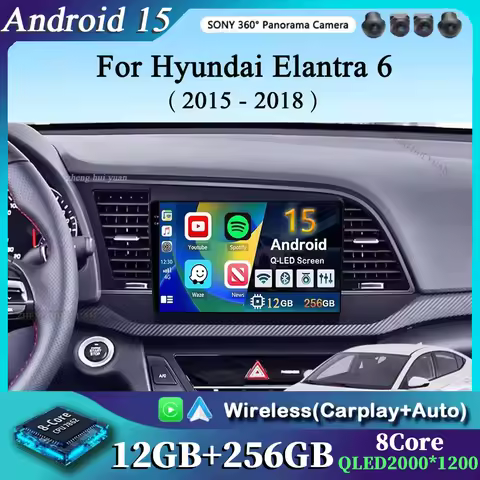 Android 15 Car Radio For Hyundai Elantra 6 2015 2016 2017 2018 Qualcomm Multimidia Video Player GPS 