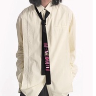 Pouch Flat Head Tie Streamer Narrow Men Women Design Sense jk Unique y2k Black Men Women Trendy Acce