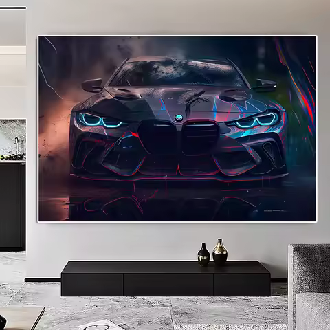 Fashion Sports Car M4 Graffiti Canvas Painting Luxury Racing E36 Comic Poster And Print Modern Super