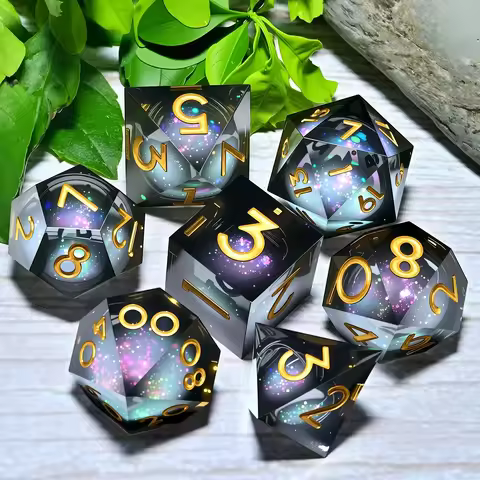 DND Resin Dice 7-Piece Set for Dungeons and Dragons DND 5e RPG Gift, Board Game Tabletop Role Playin