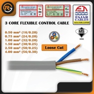FAJAR LOOSE CUT PER METER (0.5MM-4MM) X 3CORE FLEXIBLE CONTROL CABLE 100% PURE COPPER