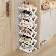LdgInstallation-Free Folding Shoe Rack Door Small Apartment Bamboo Narrow Shoe Rack Multi-Functional Multi-Layer Storage