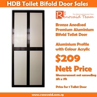 HDB Toilet Door Replacement - Bronze Anodised Premium Aluminum Bifold at Factory Price