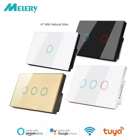 Melery Wifi Smart Wall Switch Tuya Wireless Light Interruptor Glass Touch Sensor Voice Remote by Ale