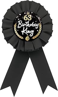 It's My 63rd Birthday Tinplate Badge Pin, Black Rosette Happy 63rd Birthday Button Pin, 63 Birthday 
