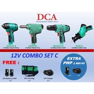 DCA 12V COMBO SET C (ADPL02-8 IMPACT DRIVER + ADPM50 RIVETER GUN + ADJZ10-10 DRIVER DRILL + ADJF15 S