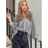 SEVEN | Japan • GRL • Transparent Striped Dropped Shoulder Shirtღ