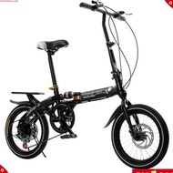 14 Inch/16 Inch 6 Speed Variable Speed Folding Bicycle, Double Disc Brake Mountain Bike, Foldable Bicycle For Boys And Girls,foldable Bike, Shock-absorbing Kids Bicycle, Children Bicycle，seat And Handlebars Are Adjustable In Height, Non-slip Bicycle Tyre