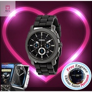 [FREE ENGRAVE & ORIGINAL]FOSIL MACHINE Black Silicone CHRONOGRAPH 45mm with 2 years warranty FS4487