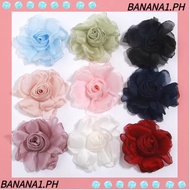 BANANA 5Pcs Artificial Roses Flower, DIY 8cm Silk Roses Flower Head, Elegant High Quality Organza Bu