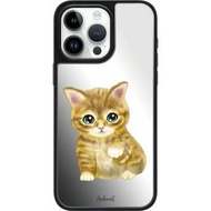 (多種型號可選)(含兼容Magsafe選項) Ariel Watercolor - 黃貓 iPhone 15/14/13/12/SE/Pro/Pro Max 鏡面保護殼 升級版-5654