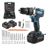 สว่านไร้สายmakita Cordless Drill Driver 259V 3-Speed 45N.m Impact Resistant Power Tool with LED Ligh