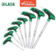 LAOA T-Type Flat Head Hexagon Screwdriver S2 Metric Hex Wrench 58HRC Repair Hand Tool 2-10mm 1 Set