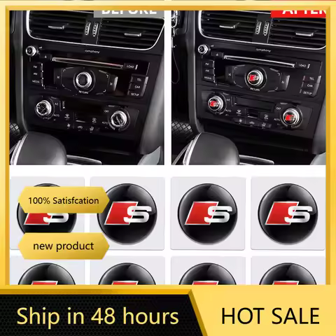 10Pcs 20mm Aluminum Car Multimedia Knob Badge Stickers For Audi sline A4 B7 B8 B9 A3 8P 8V 8L A5 A6 