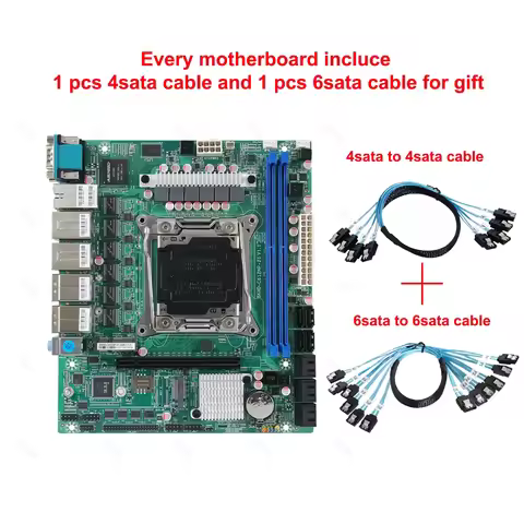 X99 Nas Motherboard C612 NAS Board with 10 SATA To 10 SATA Cable 1M LGA2011-3 for NAS Router Sever 6