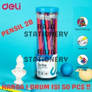 DELI PENCIL 2B SCRIBE NEON WOODEN PENCIL DELI 2B COMPUTER EXAM EU51006 DRUM [50PCS]