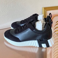 Hermès愛馬仕運動鞋 黑白熊貓 皮面拼麂皮 主色黑色 輕便百搭好穿36.5碼