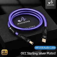 ATAUDIO Silver Plating HiFi USB Cable High Quality DAC Type A to B Audio Cable for HiFi DAC Amplifie