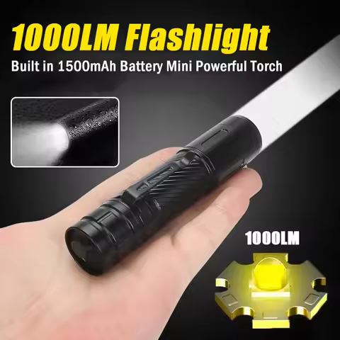 SC8 1000LM Powerful LED Flashlight Type-c Rechargeable EDC Mini Tactical Torch 1500Mah Battery Outdo