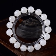 秒殺 天然新疆和田玉羊脂玉圓珠手鏈 玉質細膩油潤