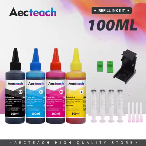 Aecteach new 100ML Ink Refill Kits For Hp 301 302 304 Xl Printer Ink Deskjet 2540 2050 2510 2620 263