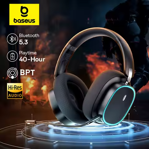 Baseus GH02 Gaming Wireless Headphone with Mic Over-Ear Headphones Bluetooth 5.3 40mm Driver 2.4G/Wi