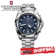 Victorinox Swiss Army 241985 INOX Chrono Blue Dial Silver Stainless Steel Strap Mens Watch