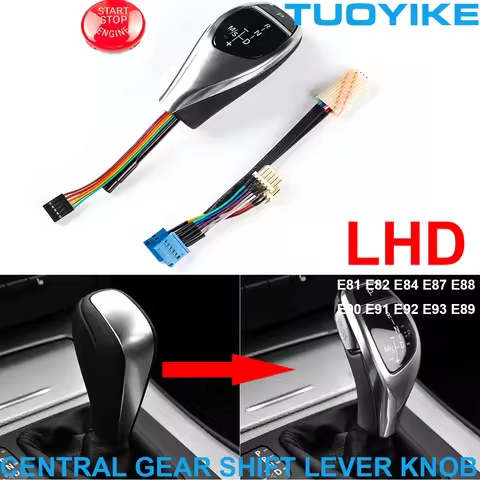 LHD LED Automatic Gear Shift Lever Knob Silver Trim M Sport Style For BMW 1 3-Series E81 E82 E84 E87