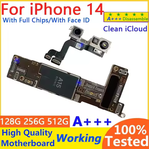Tested Logic Board For iPhone 14 Motherboard With Face ID Cleaned iCloud work Unlocked Mainboard 128