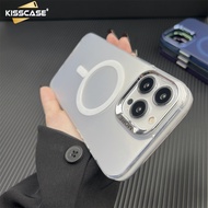 KISSCASE เคสสีทึบเคลือบสีเงินสำหรับ Iphone15 14Promax เคสโทรศัพท์มือถือ Magnsafe Iphone14 Matte กรอบหลังมือถือสำหรับ Apple15 Pro Max 14 Plus 13 12 11
