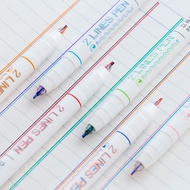 6Pcs Color Set Doulbe Lines Pen 0.5mm 2 Lines Pen Decoration