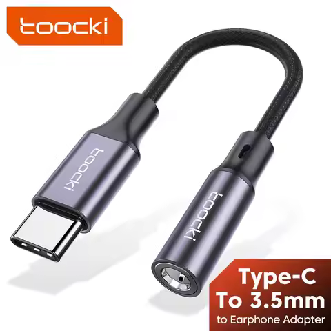 Toocki USB Type C 3.5 Jack Earphone Adapter USB C to 3.5mm Headphones AUX Audio Cable For Huawei P30