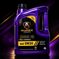 AUREX 0W20 (4 Liter) Fully Synthetic Engine Oil API SQ GF-7A -Proton, Perodua, Honda, Nissan, Toyota