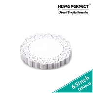 HOME PERFECT 250Pcs/Pack 3.5,4.5,5.5,6,5Inch Round Dolly Lace Paper,Grease-Proof Kertas Minyak Doili