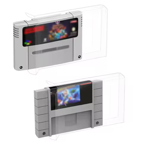 10pcs Clear Plastic Box Protector for SNES Game Cartridges Custom Protective Case for PAL / NTSC Eur