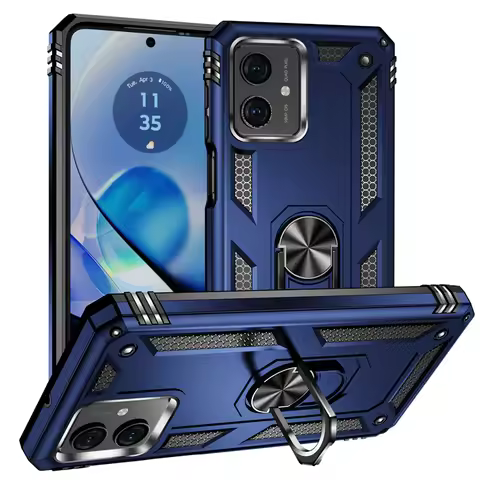 For Motorola Moto G54 Case Car Magnetic Holder Metal Ring Shockproof Armor Phone Cases For Moto G54 