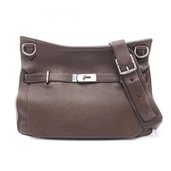 【二手】愛馬仕 HERMES Jypsiere 37 巧克力色皮革肩背包，女士款，二手 B