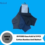 Byford Socks, 3 Pcs Antibacterial Cotton Bamboo Fiber Ankle Socks