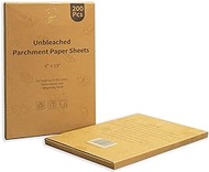 BekeyGirl 40 GSM Unbleached parchment paper Sheets, 9" * 13" Silicone Greaseproof Parchment Paper For Cooking Bread, Cookies - 200PCS