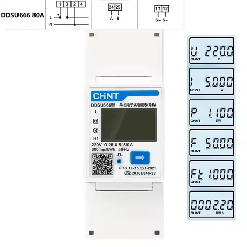 CHINT DDSU666 220V Multifunction Power Meter Programable V,A,W,KWH,VAR, MODBUS RS485 Electric Energy