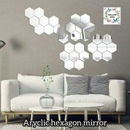 Aryclic mirror wall art hexagon/Cermin Dinding Hexagon Decoration