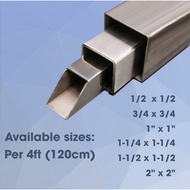4FT (1/2 x 1/2 to 2" x 2") SQUARE TUBE STAINLESS TUBULAR STAINLESS STEEL TUBULAR 202 & 304