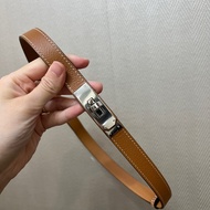Hermes 金棕Epsom皮銀釦窄版Kelly腰帶