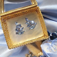 WEISS透徹藍馬眼萊茵鑽夾式耳環 /復古珠寶/vintage西洋古董
