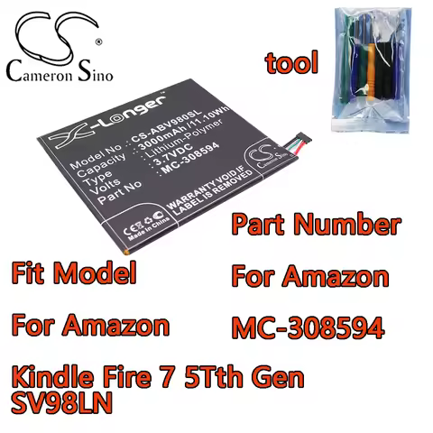 Cameron Sino 3000mAh Tablet Battery For Amazon Kindle Fire 7 5Tth Gen SV98LN Part Number For Amazon 