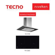 (HOOD + HOB) TECNO ISA 9298 / ISA9298 Island Hood with Decorative LED Lights + Tecno TIH 282S / TIH282S 2-Burner Built-In Induction Cooker Hob